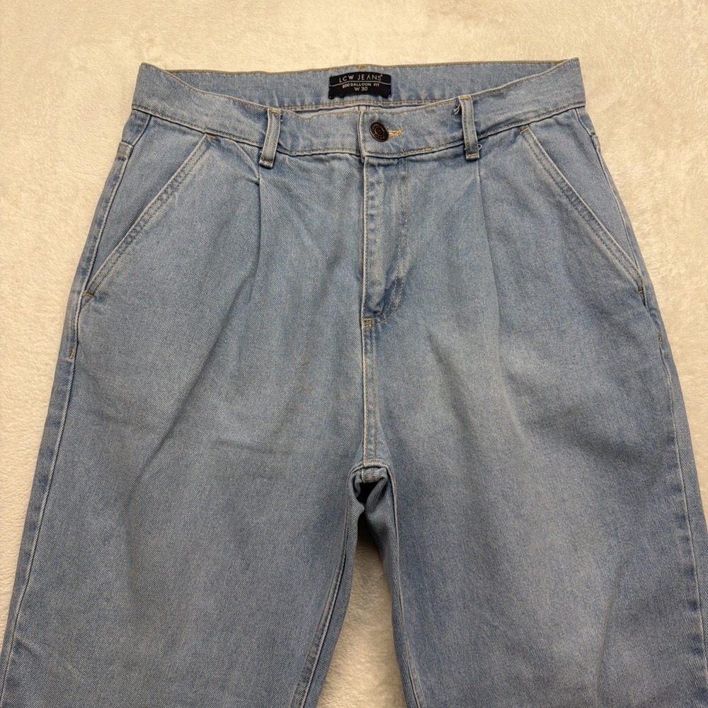 Balloon Fit Jeans Women's 30 High Rise Tapered Leg Light Wash Mom Denim